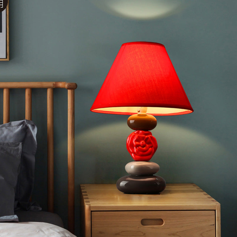 Lampe de Table Élégante avec Abat-jour Cônique en Toile