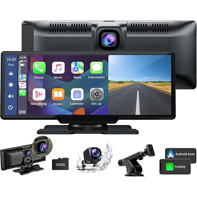 Écran GPS Autoradio 2K HD avec Caméra de Recul et Dashcam 64 Go