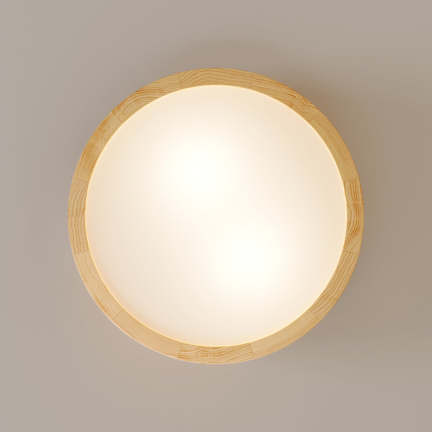 Plafonnier Cleo, Ø 27,5cm, 2 lampes, bois de pin, E27