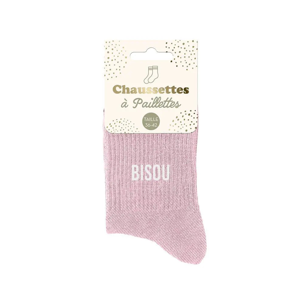 Chaussettes à Paillettes - Bisou Rose