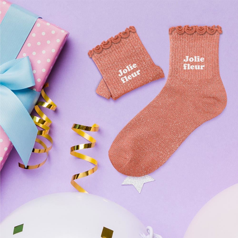 Chaussettes Paillettes Enfant Jolie Fleur