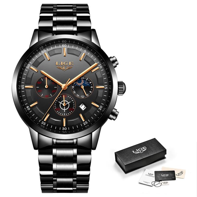 Montre bracelet tactique acier inoxydable noir