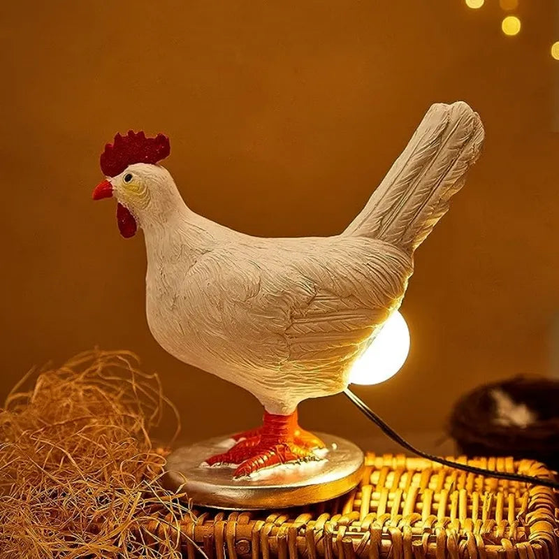 Lampe Poule En Bois Rustique