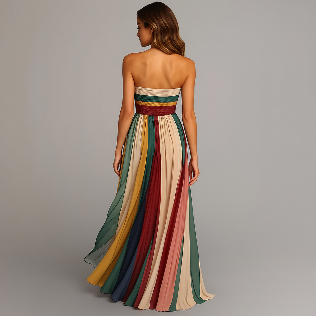 Robe Bustier Plissée Élégante Femme, longue