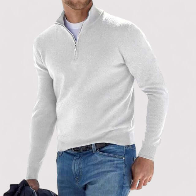 Pull Homme, demi-zip – Beige