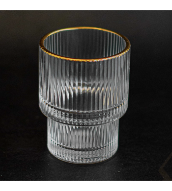 Set de 6 verres à eau strié liseré doré