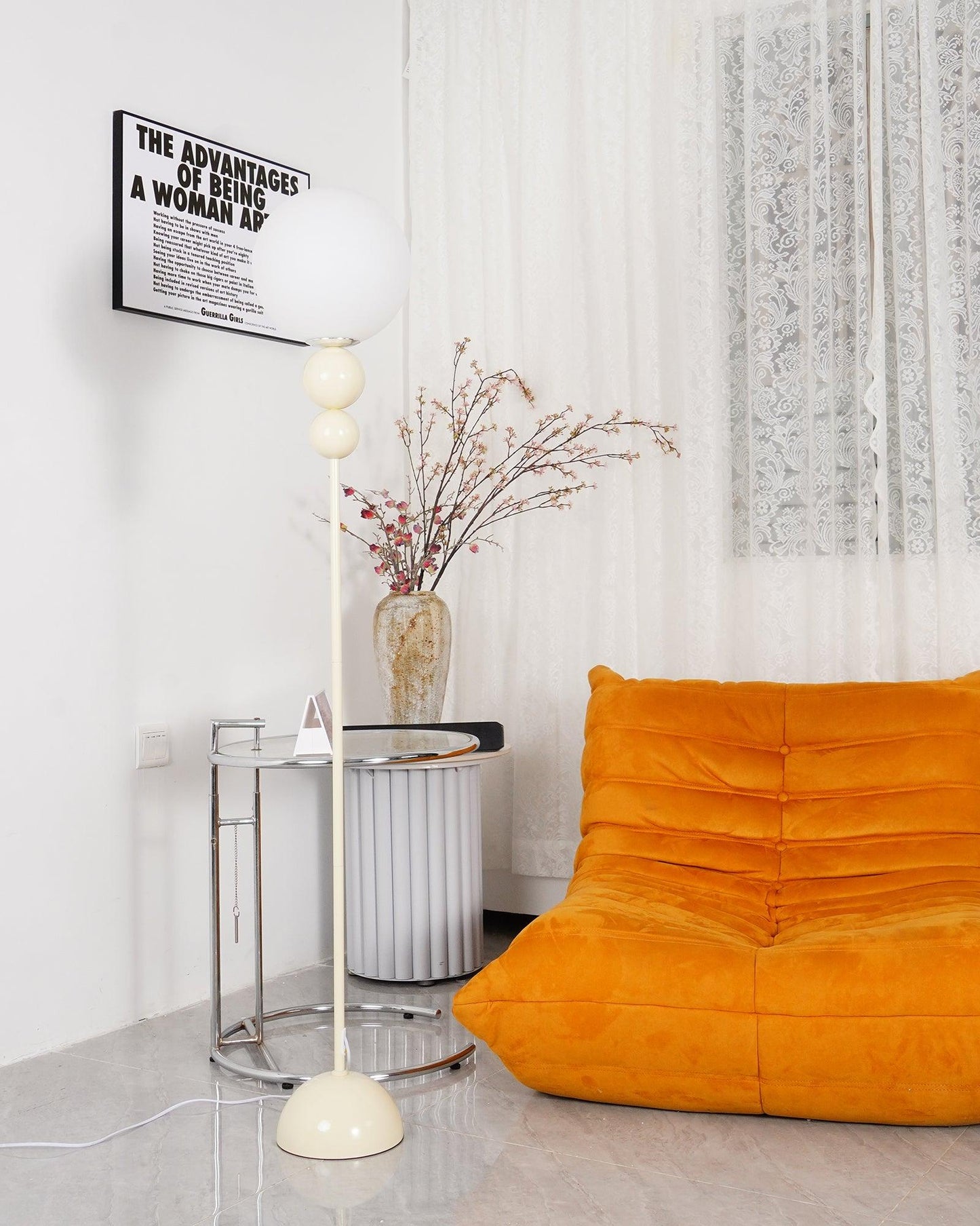 Lampadaire Moderne Clavel, métal et verre