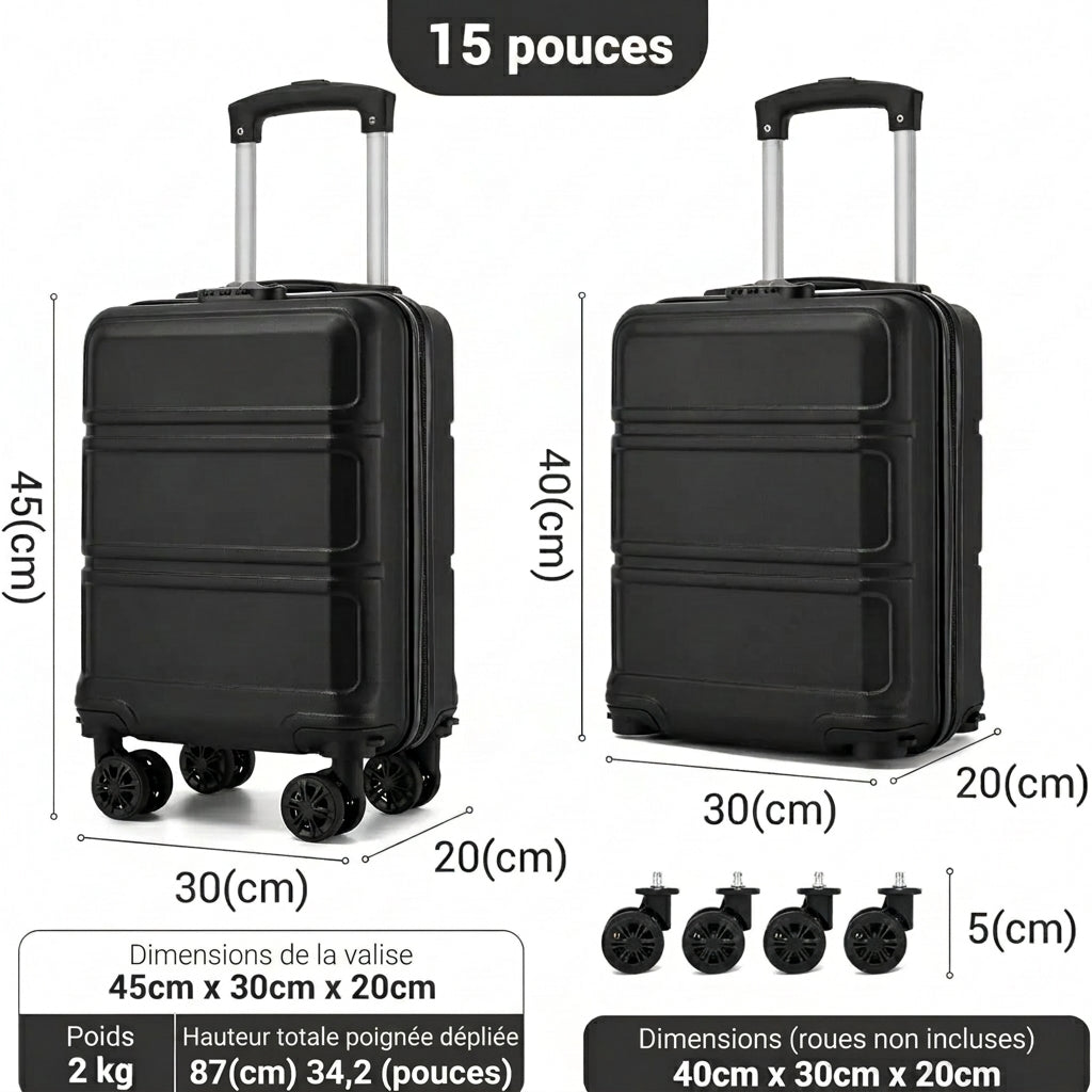 AENEAS - Valise Cabine Transavia avec Roulettes Amovibles