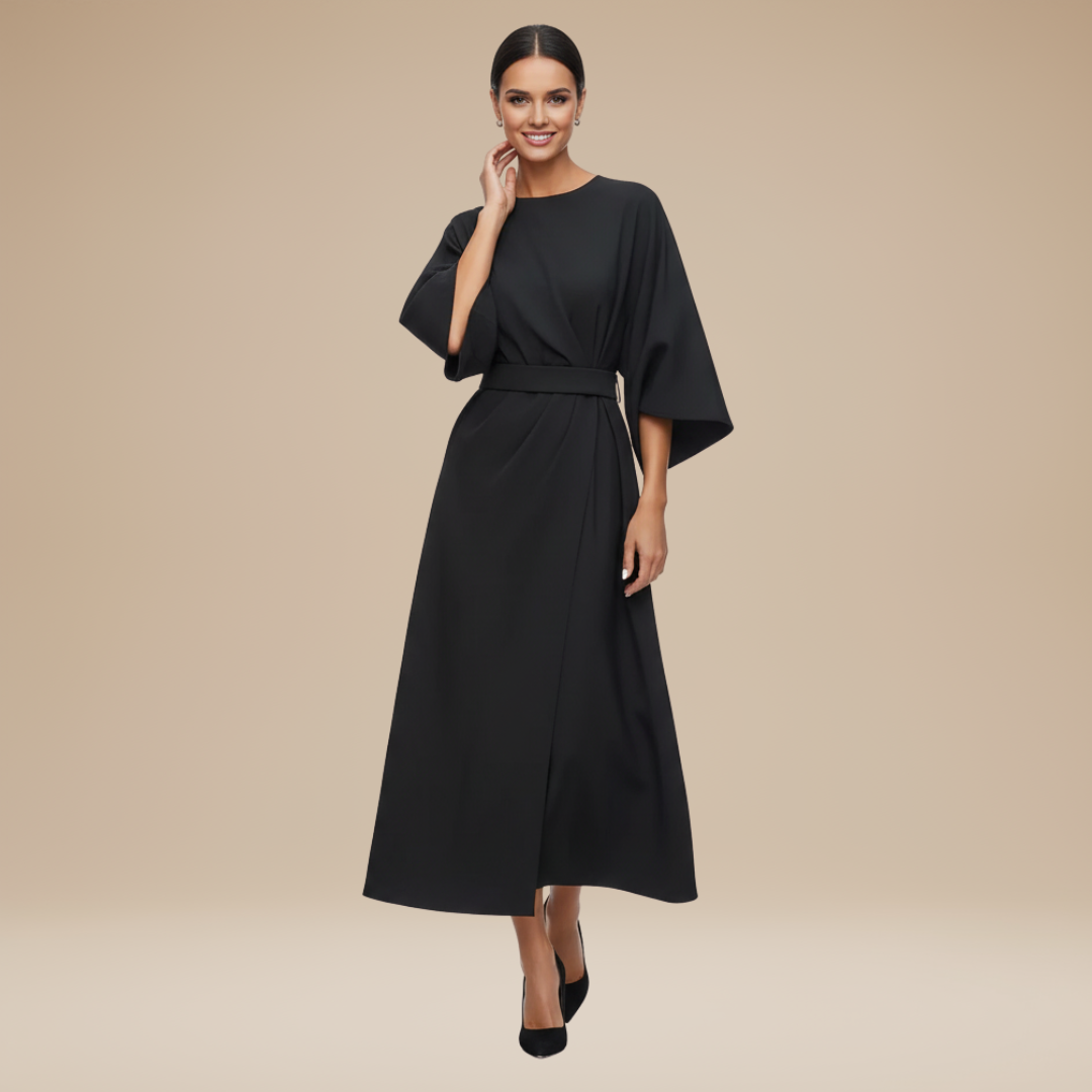 Robe Élégante Ceinturée Polyvalente Femme, mi-longue, portefeuille