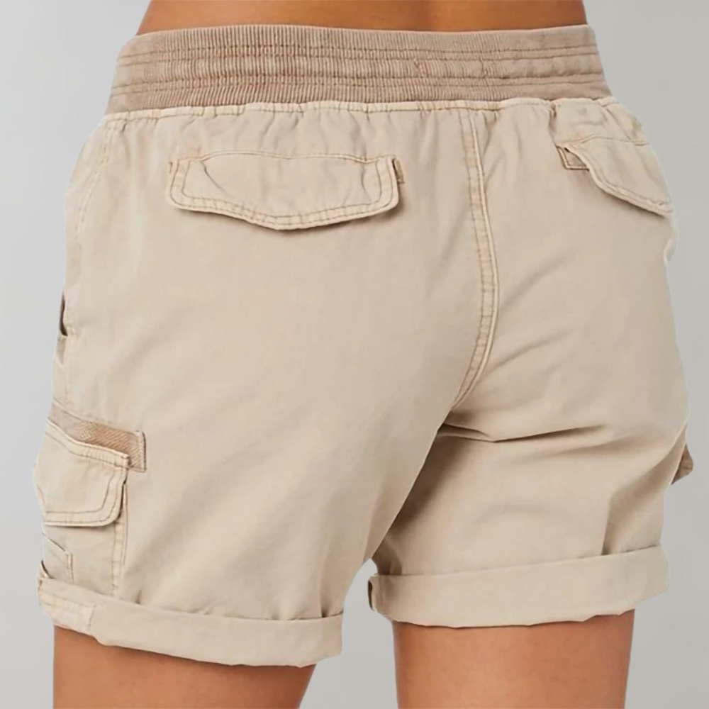 Short Stylé Élastique Femme, multi-poches