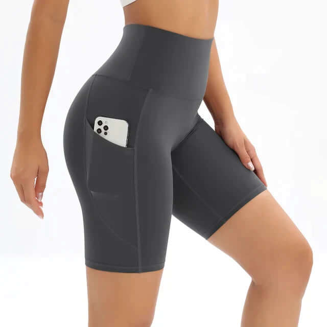 Short Femme, taille haute, avec poche