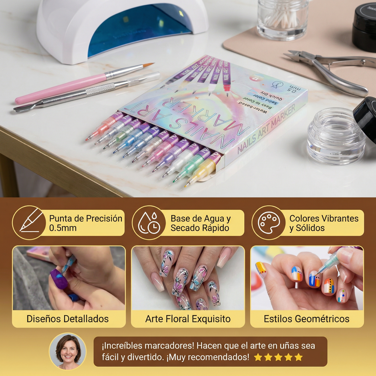 NailGenius - Marqueurs de Nail Art à Pointe de Précision