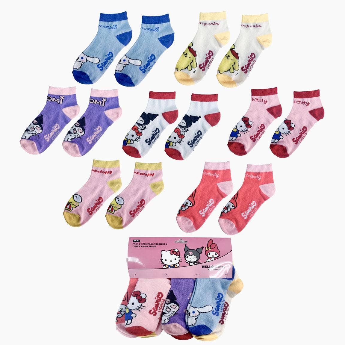 Pack - Lot de 7 paires de chaussettes enfant - Hello Kitty