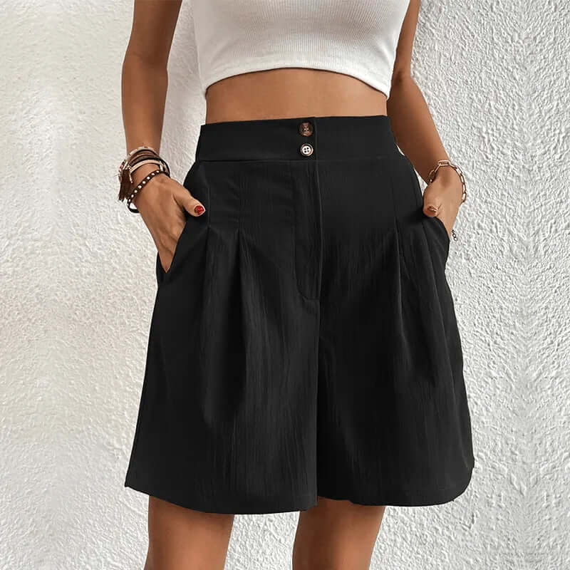 Short Plissé Femme, taille haute
