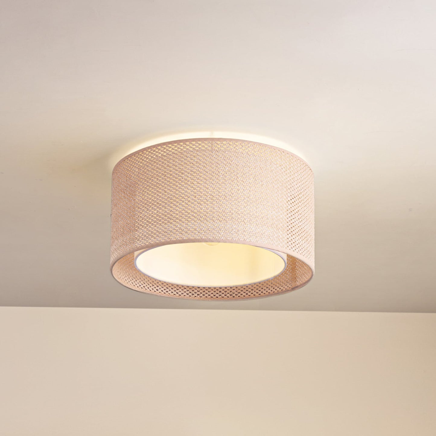 Plafonnier Soula de Lindby, Ø 40 cm, beige, plastique, E27