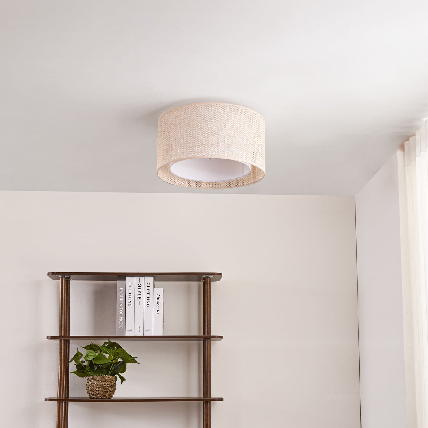 Plafonnier Soula de Lindby, Ø 40 cm, beige, plastique, E27