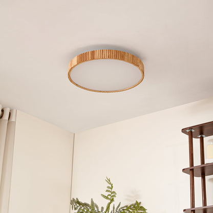 Plafonnier LED Lindby Velua Blanc Bois Clair CCT Ø 50 Cm – photo 3