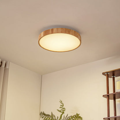 Plafonnier LED Lindby Velua Blanc Bois Clair CCT Ø 50 Cm – photo 2