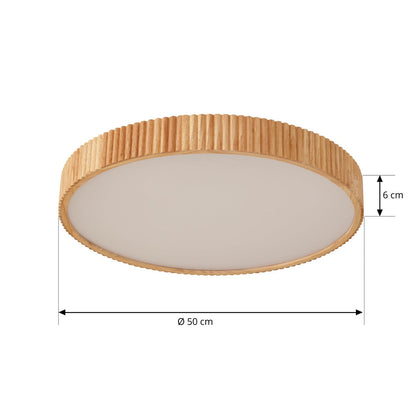 Plafonnier LED Lindby Velua Blanc Bois Clair CCT Ø 50 Cm – photo 5