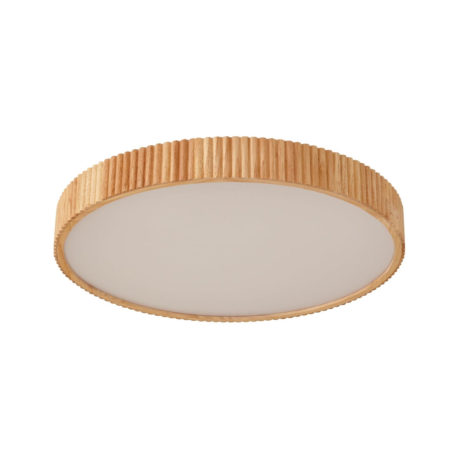Plafonnier LED Lindby Velua, blanc/bois clair, CCT, Ø 50 cm