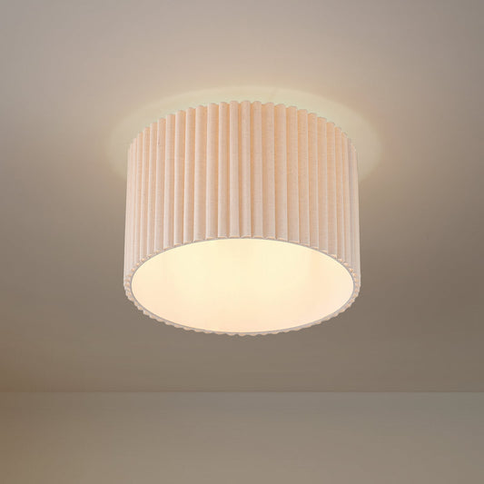 Plafonnier Lindby Libbie, Ø 45 cm, lin, couleur crème