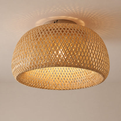 Plafonnier Lindby Jadwiga Ø 45 Cm Bambou E27