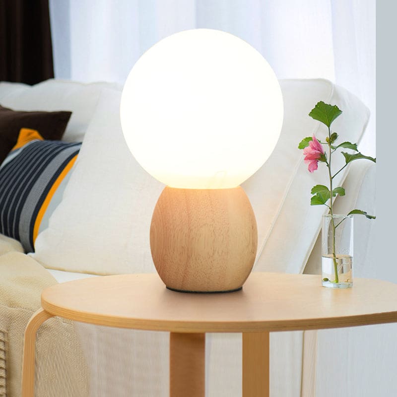 Lampe de Nuit en Verre Suspendue avec Pied Bois