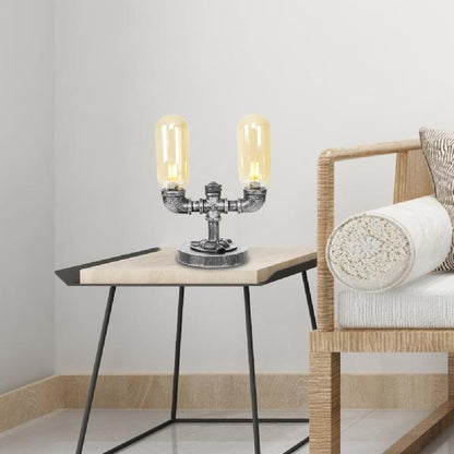 Lampe de Table Élégante en Verre Clair avec Abat Jour Rond – coloris Jaune