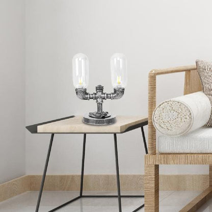 Lampe de Table Élégante en Verre Clair avec Abat Jour Rond – coloris Blanc