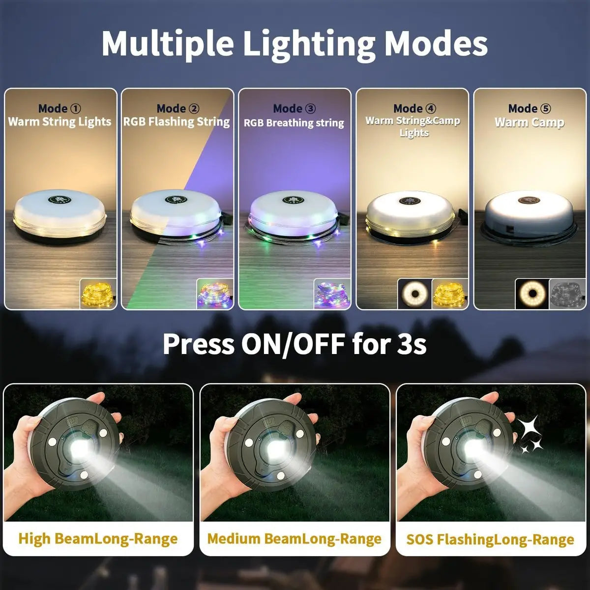 MagicGlow™ - Lumières d'extérieur tout-en-un - portables, étanches et durables