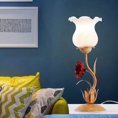 Lampe de Table Décorative Fleurie pour Chambre – coloris Beige