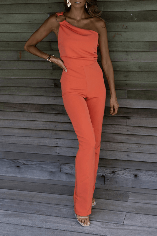 Élégant One-Shoulder Jumpsuit – coloris Orange