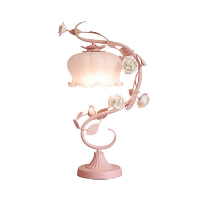 Lampe de Table Charme Campagne avec Fleur Céramique
