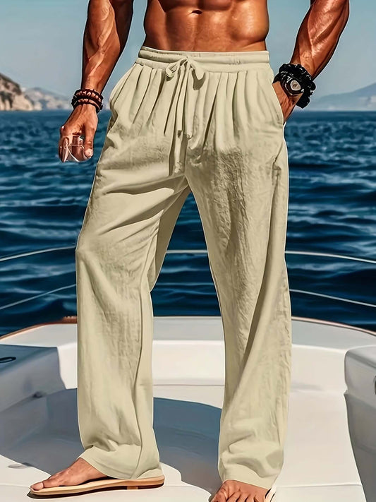 Men's Casual Loose Fit Trousers - Breathable & Comfortable – coloris Khaki
