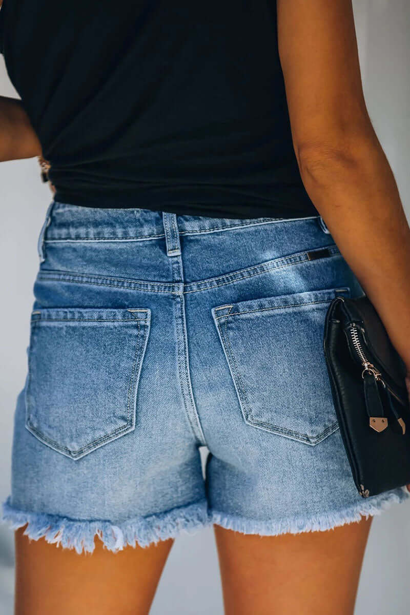 Short Déchiré en Jean Femme – Bleu foncé
