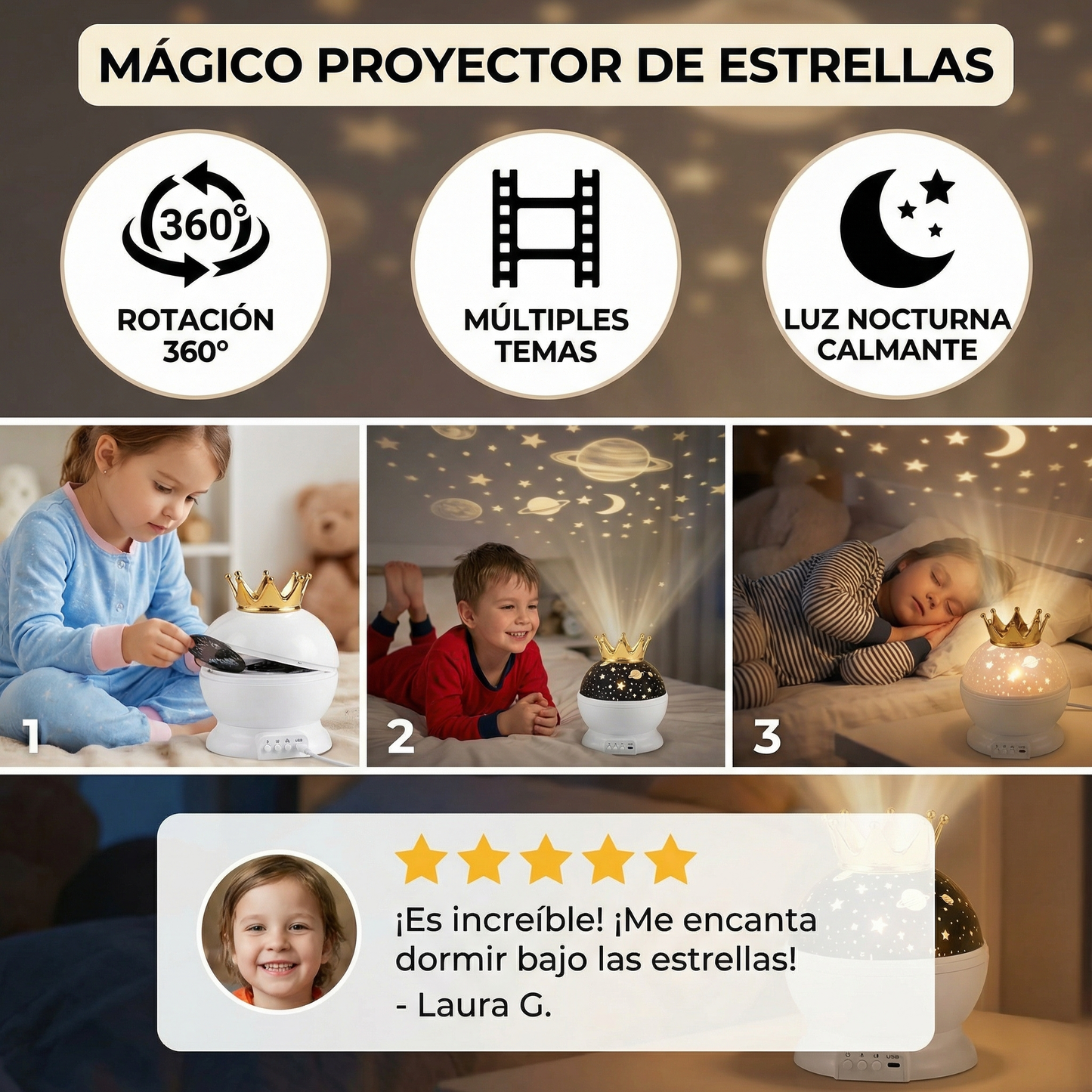 LumiNova - Projecteur de Ciel Étoilé LED Rotatif