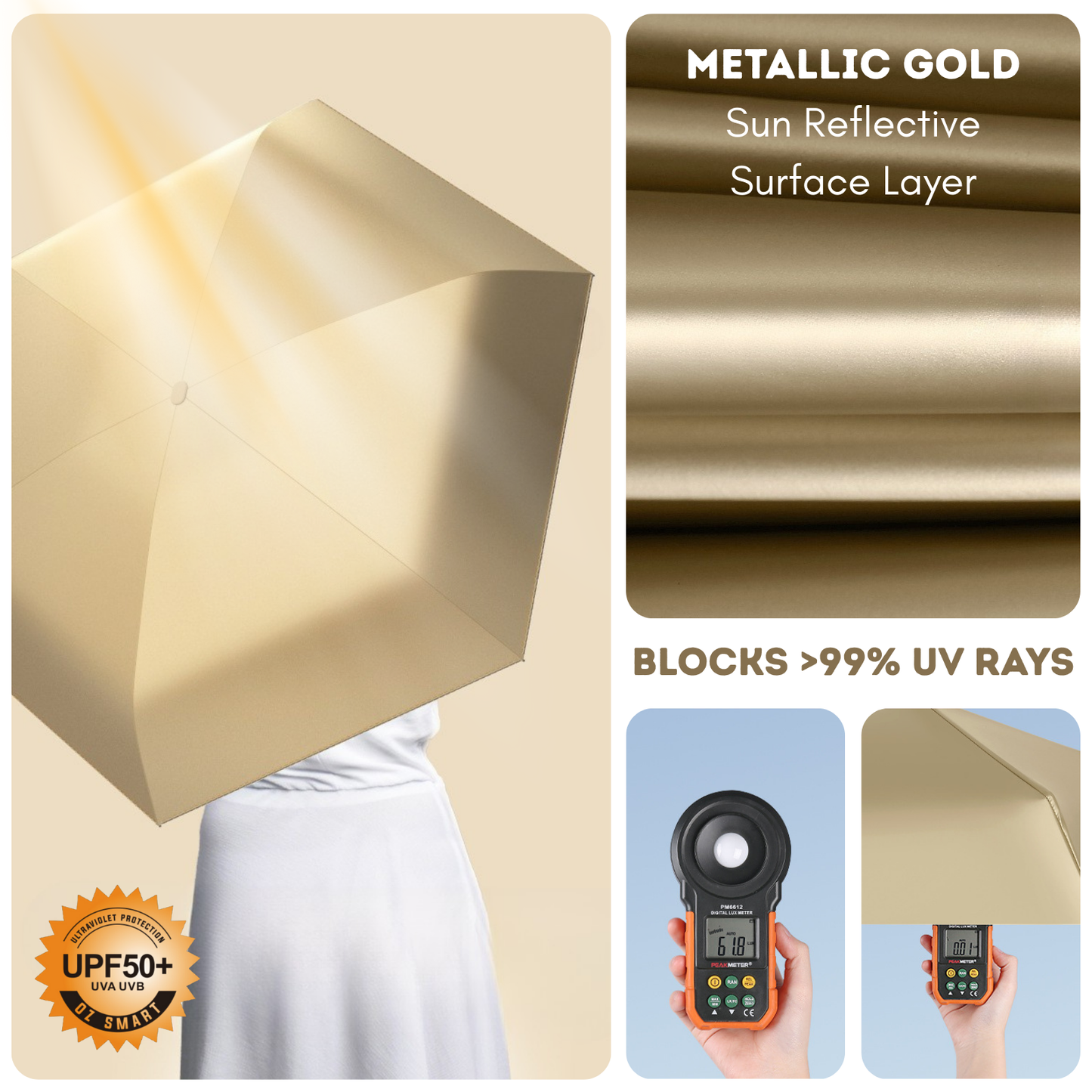 SunGuard - Mini Parapluie Compact UPF 50 Anti-UV et Pluie