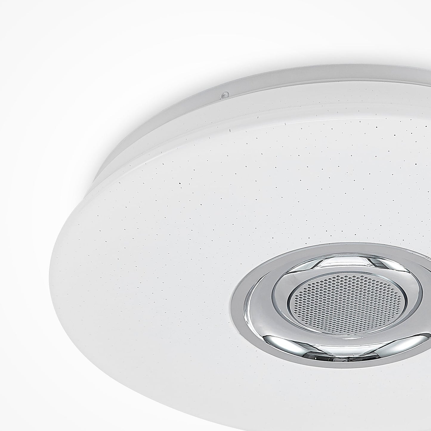 Plafonnier LED Lindby Elpida, haut-parleur, blanc, Ø 39 cm