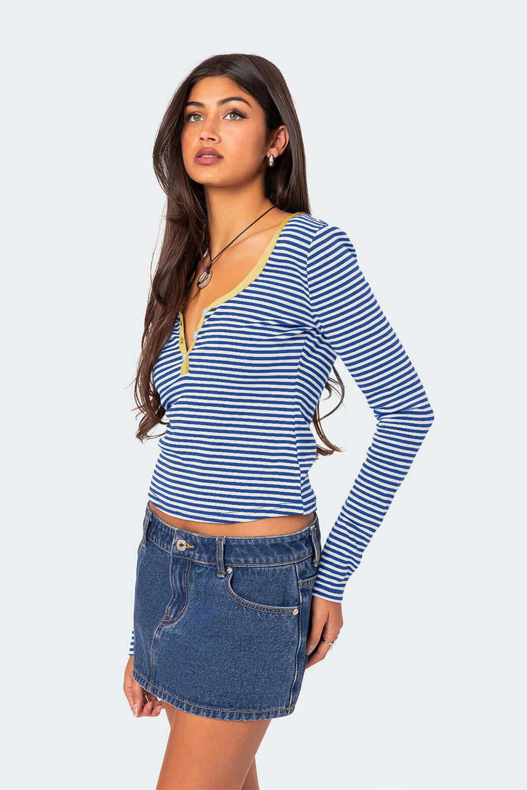 Haut Rayé Femme, col V