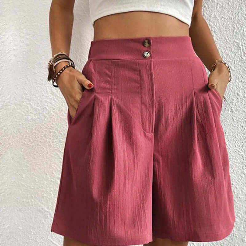 Short Plissé Femme, taille haute