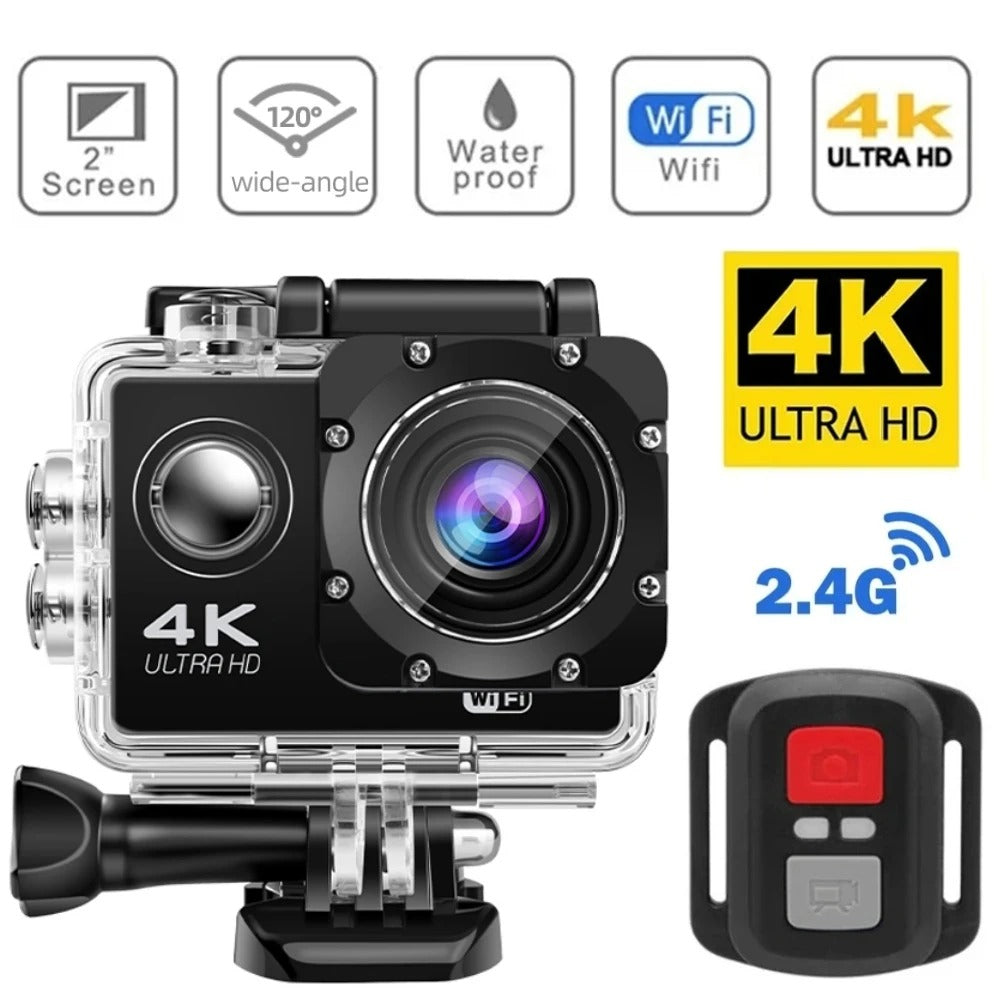 Caméra Sport 4K Ultra HD, étanche, WiFi