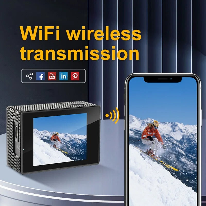 Caméra Sport 4K Ultra HD, étanche, WiFi