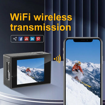 Caméra Sport 4K Ultra HD, étanche, WiFi