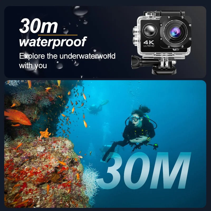 Caméra Sport 4K Ultra HD, étanche, WiFi