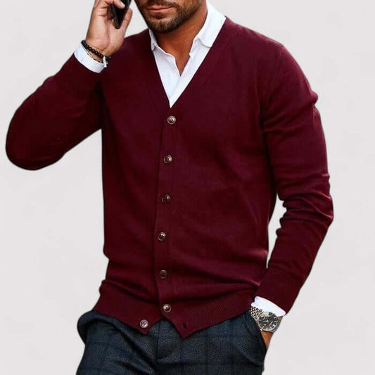 Pull Homme tricoté cardigan – coloris Bordeaux