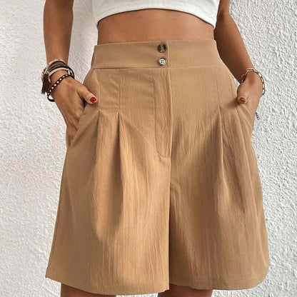 Short Plissé Femme, taille haute