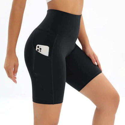 Short Femme, taille haute, avec poche