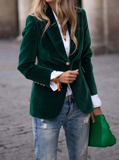 Blazer Vert Femme, boutons dorés