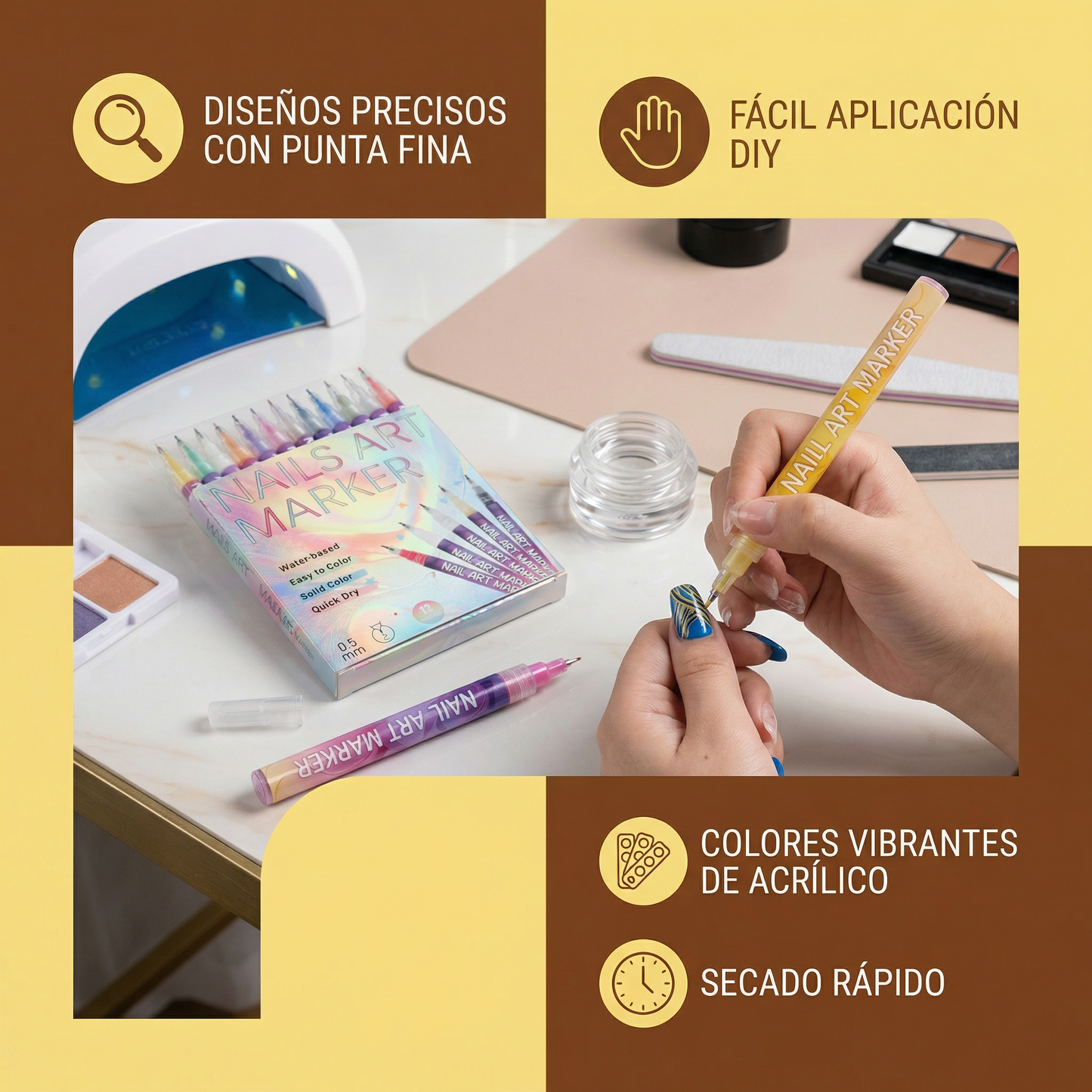 NailGenius - Marqueurs de Nail Art à Pointe de Précision