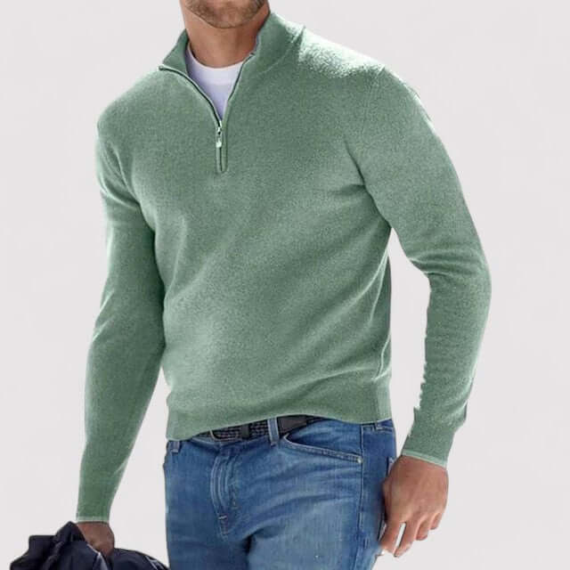 Pull Homme, demi-zip – Beige